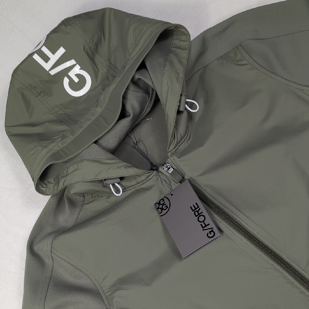NEW G/FORE Wind Control Double‎ Knit Piqué Hooded Jacket Isle Green Mens Small